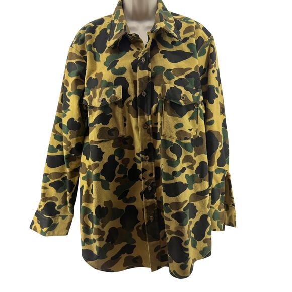 Vintage Key Imperial Sanforized Frogskin Camo Button Front Mens XL - Picture 1 of 7
